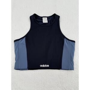 Adidas Black Gray Climalite Sleeveless‎ Sports Logo Crop Top Womens Medium